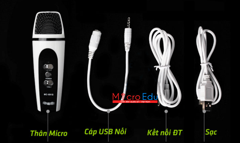 Micro MC 091s hát karaoke qua điện thoại gọn nhẹ, chất lượng